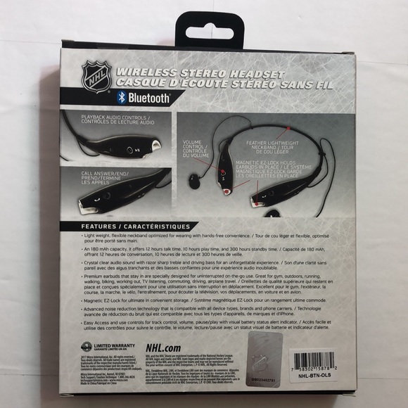 NHL Oilers Wireless Stereo Headset with Built-in Microphone Neckband - Picture 4 of 8